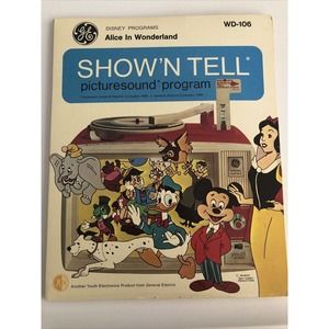 1960s Vintage GE SHOW 'N TELL Picturesound Program Disney Alice In Wonderland 3T